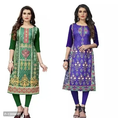 Reliable Crepe Printed Straight Kurta For Women- Pack Of 2