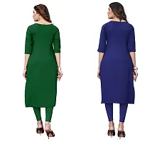 SANSKRUTI FASHION Women's Crepe Digital Print Straight Kurta(Pack of 2) (M, LightGreenNAVYBLUE)-thumb1