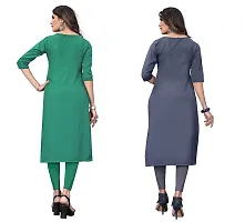 SANSKRUTI FASHION Women's Crepe Digital Print Straight Kurta(Pack of 2) (XXL, SeagreenSLATEGREY)-thumb1