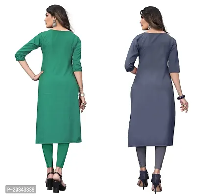 SANSKRUTI FASHION Women's Crepe Digital Print Straight Kurta(Pack of 2) (XXL, SeagreenSLATEGREY)-thumb2