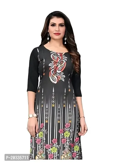 Lemon Tart Women's Crepe Printed Straight Kurti Size- X-Small Color-Black (VOL-04-XXL)-thumb2