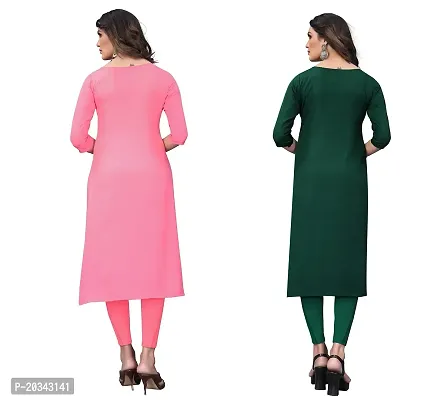 SANSKRUTI FASHION Women's Crepe Digital Print Straight Kurta(Pack 2) (XL, PeachSeagreen)-thumb2