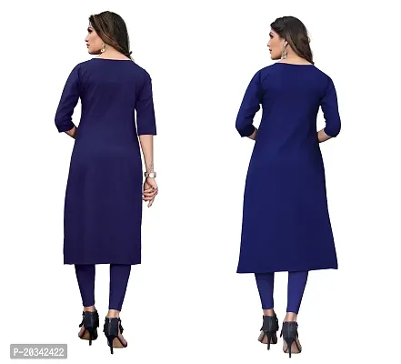 SANSKRUTI FASHION Women's Crepe Digital Print Straight Kurta(Pack of 2) (L, NAVYBLUEBlue)-thumb2