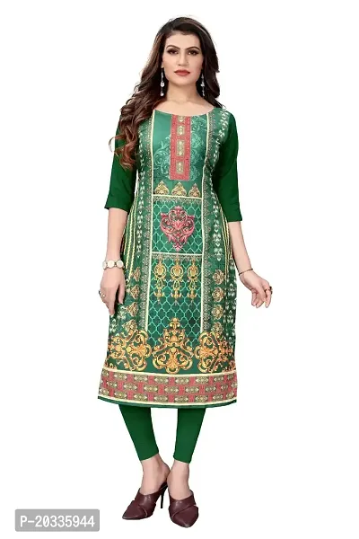 SANSKRUTI FASHION Women's Crepe Digital Print Straight Kurta (XL, Green)-thumb0