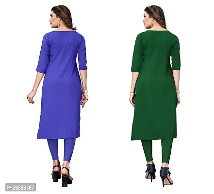 SANSKRUTI FASHION Women's Crepe Digital Print Straight Kurta(Pack of 2) (S, BlueLightGreen)-thumb2