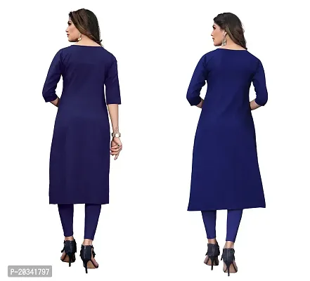 SANSKRUTI FASHION Women's Crepe Digital Print Straight Kurta(Pack of 2) (S, DARKBLUEDODGEBLUE)-thumb2