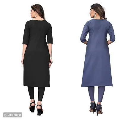 SANSKRUTI FASHION Women's Crepe Digital Print Straight Kurta(Pack of 2) (M, BlackSALTEGREY)-thumb2