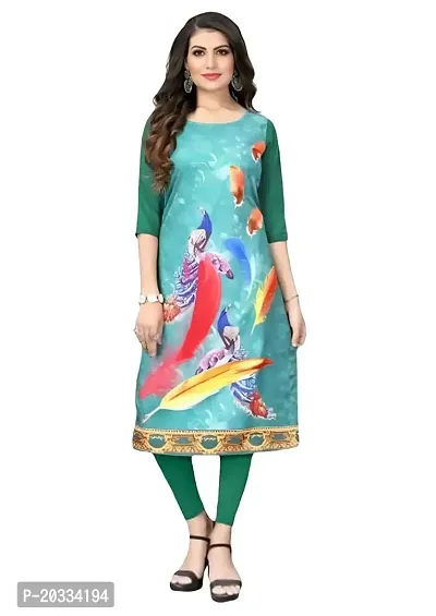 Lemon Tart Women's Crepe Printed Straight Kurti Size- X-Large Color-Green (VOL-28-XL)