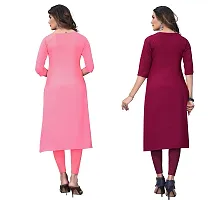 SANSKRUTI FASHION Women's Crepe Digital Print Straight Kurta(Pack 2) (L, PeachPURPEL)-thumb1