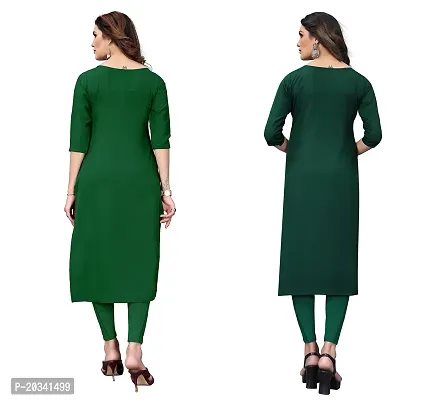 SANSKRUTI FASHION Women's Crepe Digital Print Straight Kurta(Pack 2) (M, DarkGreenSeagreen)-thumb2