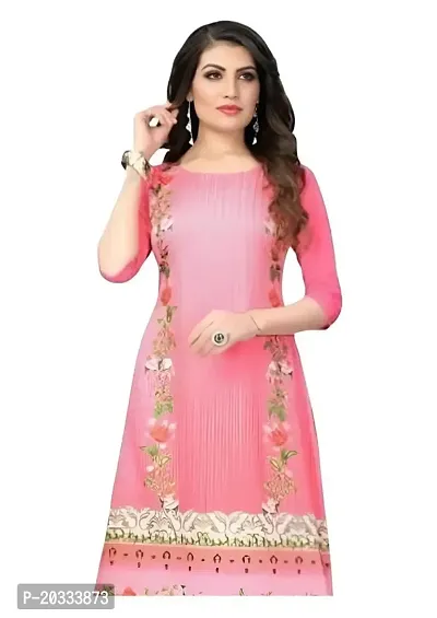 Lemon Tart Women's Crepe Printed Straight Kurti Size- Small Color-Pink (VOL-01-S)-thumb2