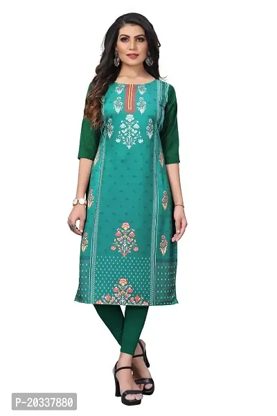 SANSKRUTI FASHION Women's Crepe Digital Print Straight Kurta (L, Light Green)