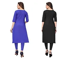 SANSKRUTI FASHION Women's Crepe Digital Print Straight Kurta(Pack of 2) (M, BlueWHITEBLACK)-thumb1