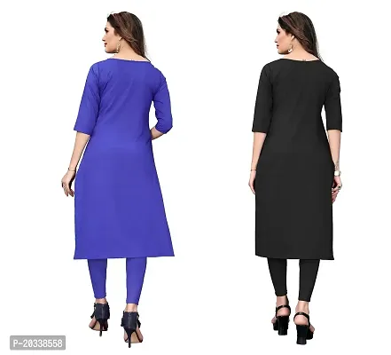 SANSKRUTI FASHION Women's Crepe Digital Print Straight Kurta(Pack of 2) (M, BlueWHITEBLACK)-thumb2