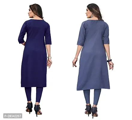 SANSKRUTI FASHION Women's Crepe Digital Print Straight Kurta(Pack of 2) (XL, DARKBLUEBluegrey)-thumb2