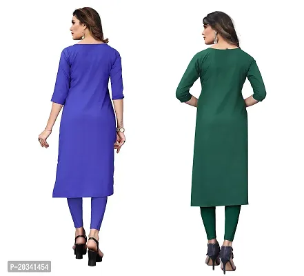 SANSKRUTI FASHION Women's Crepe Digital Print Straight Kurta(Pack of 2) (L, DODGEBLUEOliveGreen)-thumb2