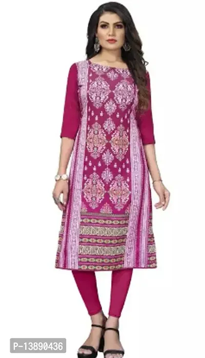 Reliable Crepe Printed Straight Kurta For Women-thumb0