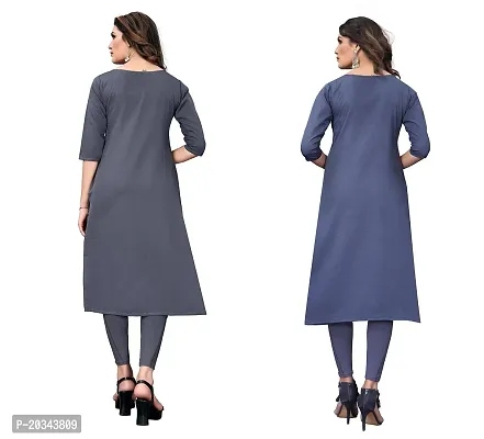 SANSKRUTI FASHION Women's Crepe Digital Print Straight Kurta(Pack of 2) (XL, LIGHTGREYSLATEGREY)-thumb2