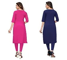 SANSKRUTI FASHION Women's Crepe Digital Print Straight Kurta(Pack of 2) (S, PinkDARKBLUE)-thumb1