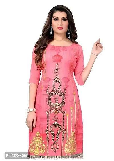 Lemon Tart Women's Crepe Printed Straight Kurti Size- X-Small Color-Pink (VOL-15-XS)-thumb2