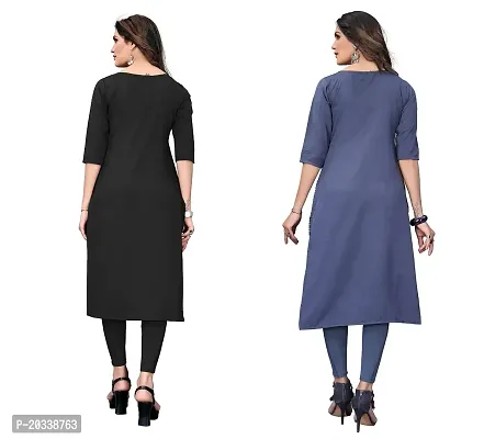 SANSKRUTI FASHION Women's Crepe Digital Print Straight Kurta(Pack of 2) (XL, BlackBluegrey)-thumb2