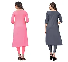 SANSKRUTI FASHION Women's Crepe Digital Print Straight Kurta(Pack of 2) (XL, PeachGrey)-thumb1