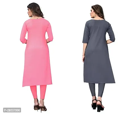 SANSKRUTI FASHION Women's Crepe Digital Print Straight Kurta(Pack of 2) (XL, PeachGrey)-thumb2