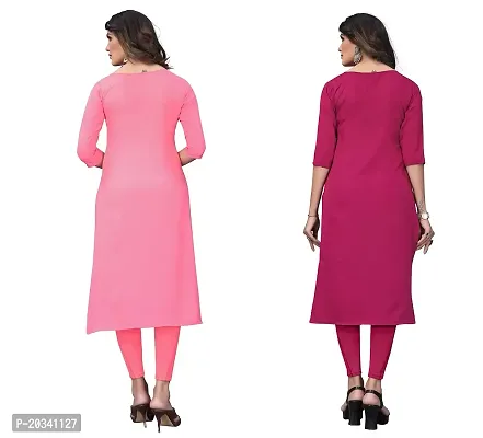 SANSKRUTI FASHION Women's Crepe Digital Print Straight Kurta(Pack of 2) (M, CORALPINKDEEPPINK)-thumb2