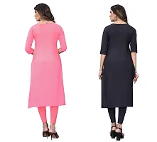 SANSKRUTI FASHION Women's Crepe Digital Print Straight Kurta(Pack of 2) (S, CORALPINKSTEEBLUE)-thumb1