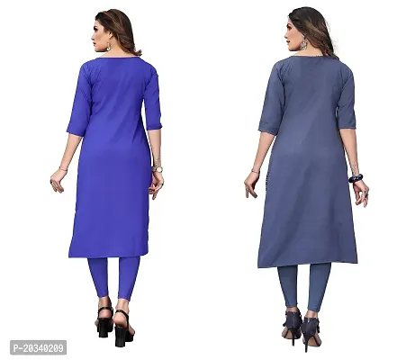 SANSKRUTI FASHION Women's Crepe Digital Print Straight Kurta(Pack of 2) (M, BlueBluegrey)-thumb2