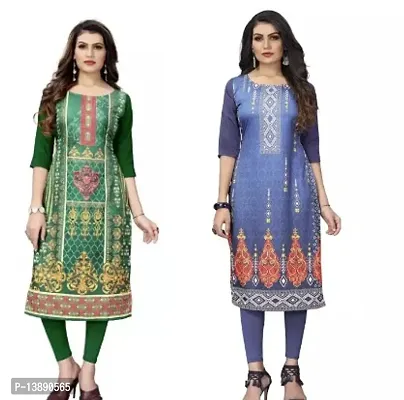 Reliable Crepe Printed Straight Kurta For Women- Pack Of 2-thumb0