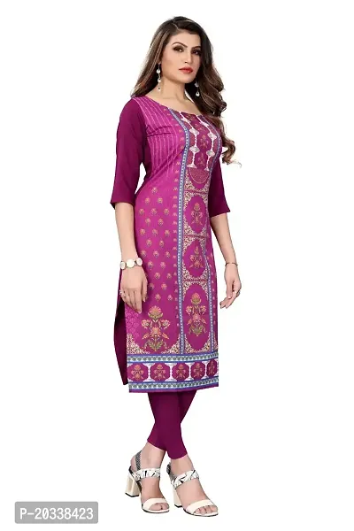 SANSKRUTI FASHION Women's Crepe Digital Print Straight Kurta (S, Purple)-thumb3