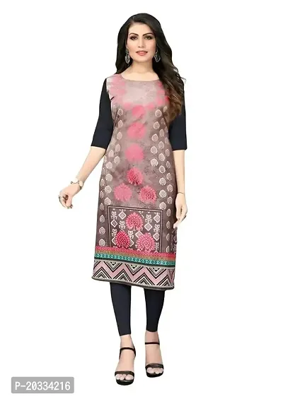 Lemon Tart Women's Crepe Printed Straight Kurti Size- Small Color-Black (VOL-38-S)