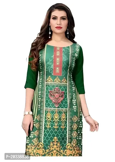 Lemon Tart Women's Crepe Printed Straight Kurti Size- Large Color-Green (VOL-20-L)-thumb2