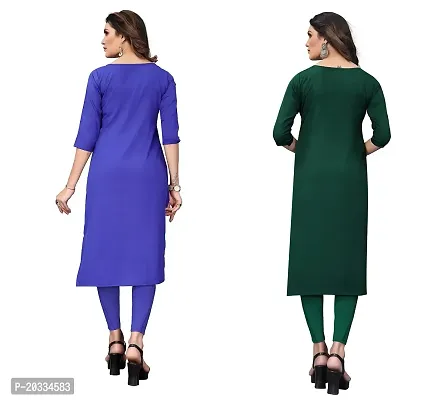 SANSKRUTI FASHION Women's Crepe Digital Print Straight Kurta(Pack of 2) (XL, BlueSeagreen)-thumb2