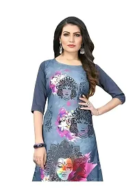 Lemon Tart Women's Crepe Printed Straight Kurti Size- Small Color-Grey (VOL-37-S)-thumb1