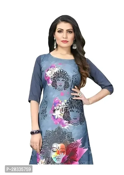 Lemon Tart Women's Crepe Printed Straight Kurti Size- Small Color-Grey (VOL-37-S)-thumb2