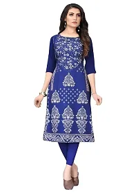 Lemon Tart Women's Crepe Printed Straight Kurti Size - X-Large Color - Blue (VOL-26-XL)-thumb3