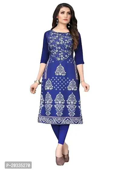 Lemon Tart Women's Crepe Printed Straight Kurti Size - X-Large Color - Blue (VOL-26-XL)-thumb4