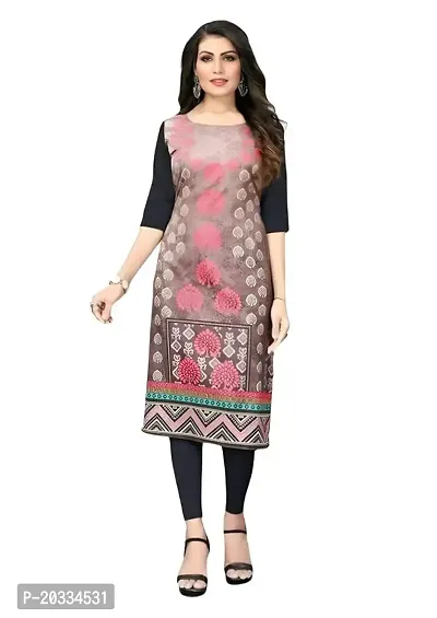 Lemon Tart Women's Crepe Printed Straight Kurti Size- X-Small Color-Black (VOL-38-XS)