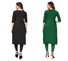 SANSKRUTI FASHION Women's Crepe Digital Print Straight Kurta(Pack of 2) (M, BlackDarkGreen)-thumb1