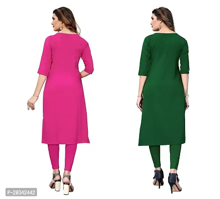 SANSKRUTI FASHION Women's Crepe Digital Print Straight Kurta(Pack of 2) (S, PinkLightGreen)-thumb2