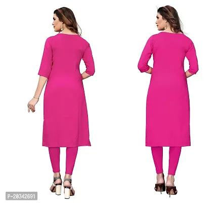 SANSKRUTI FASHION Women's Crepe Digital Print Straight Kurta(Pack of 2) (M, PinkHOTPINK)-thumb2