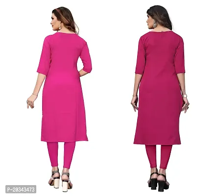 SANSKRUTI FASHION Women's Crepe Digital Print Straight Kurta(Pack of 2) (M, HOTPINKDEEPPINK)-thumb2