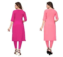 SANSKRUTI FASHION Women's Crepe Digital Print Straight Kurta(Pack of 2) (M, PinkCORALPINK)-thumb1