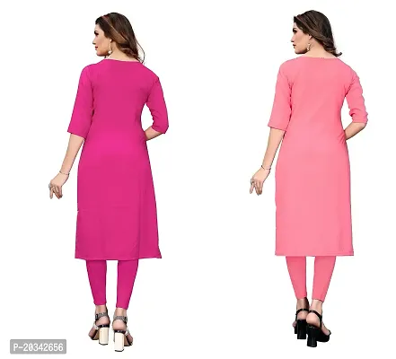 SANSKRUTI FASHION Women's Crepe Digital Print Straight Kurta(Pack of 2) (M, PinkCORALPINK)-thumb2