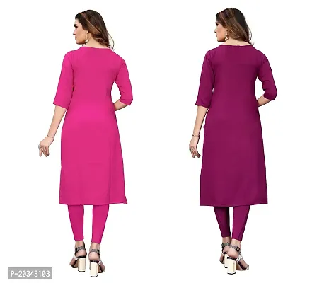 SANSKRUTI FASHION Women's Crepe Digital Print Straight Kurta(Pack of 2) (XXL, HOTPINKDARKPURPEL)-thumb2