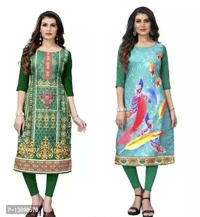 Reliable Crepe Printed Straight Kurta For Women- Pack Of 2-thumb0