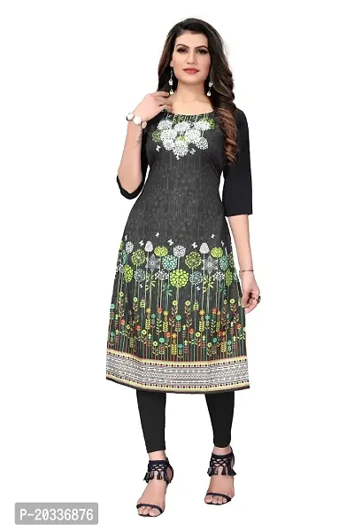 SANSKRUTI FASHION Women's Crepe Digital Print Straight Kurta (XL, Black)-thumb0