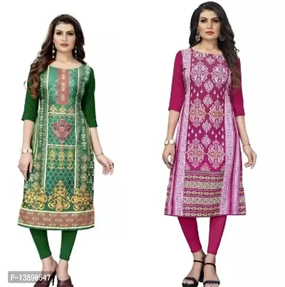 Reliable Crepe Printed Straight Kurta For Women- Pack Of 2-thumb0